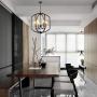 Sunlighting Farmhouse Chandelier, Vintage Pendant Hanging Light for Bedroom, Kitchen, Foyer, Dining & Living Room and Entryway, Black Painted Finish & Faux-Wood
