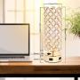 USB Crystal Table Lamp, Gold Table Lamp with Dual USB Charging Ports, Bedside Light Metal Base Stylish, Modern Lamp with Crystal Lamp Shade, Nightstand Light for Bedroom Living Room Entryway Office