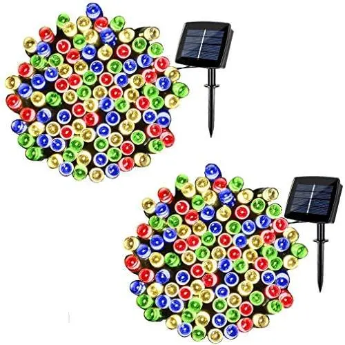 woohaha Solar Fairy String Lights Outdoor Waterproof, 2 Pack 33ft 100LED Solar Powered String Lights for Christmas Patio Home, Wedding, Party (100LED 2pcs, Multicolor)
