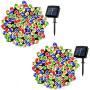 woohaha Solar Fairy String Lights Outdoor Waterproof, 2 Pack 33ft 100LED Solar Powered String Lights for Christmas Patio Home, Wedding, Party (100LED 2pcs, Multicolor)