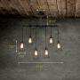 Adjustable Wire Industrial Vintage Brushed Iron Cage Chandelier - LITFAD 33.46'' Edison Ceiling Light Island Light Water Pipe Pendant Light with 6 Lights