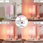 Touch Control Table Lamp with 2 USB Charging Ports, 3 Way Touch Lamps Beside Desk, Nightstand Lamp for Bedrooms Living Room, Pink Shade with White Base, LED Bulb Included(Pink)
