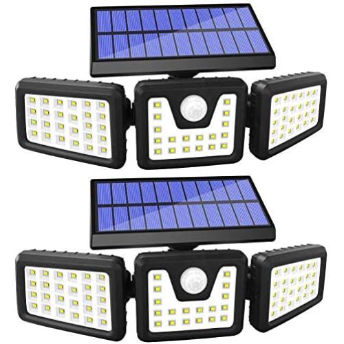 GSBLUNIE Solar Motion Sensor Lights Outdoor,70 LED Solar Security Lights Outdoor,Adjustable 3 Heads, IP65 Waterproof,800LM Flood Light for Yard,Garage,Garden,Patio(2 Pack)