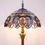 Tiffany Style Floor Lamp W16H64 Inch Tall Blue Purple Clouldy Stained Glass Shade 2E26 Antique Standing Reading Lighting Base S558 WERFACTORY LAMPS Bedroom Living Room Coffee Bedside Table Lover Gifts