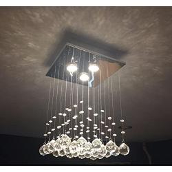 Saint Mossi Chandelier Modern K9 Crystal Raindrop Chandelier Lighting Flush Mount LED Ceiling Light Fixture Pendant Lamp for Dining Room Bathroom Bedroom LivingroomGU10 Bulbs Required H18 X W12 X L12