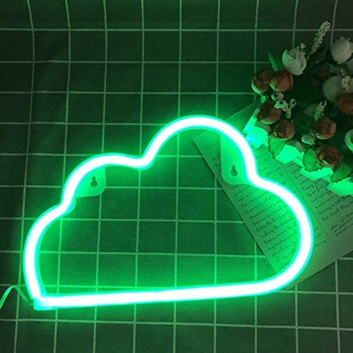 Neon Sign Decorative Cloud LED Night Light Art Wall Decor for Women Room Birthday Party Decor Powered by Battery/USB (Green)