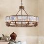 Siljoy Luxury Round Crystal Chandelier Modern LED Dimmable 8-Lights Pendant Lighting Vintage Flush Mount Brown Ceiling Fixture for Dining Room Kitchen Entryway, Dia 31.5''