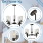 VINLUZ Contemporary 5-Light Large Chandeliers Oil Rubbed Bronze Modern Lighting Fixtures Hanging Clear Glass Shades Pendant Lighting for Dining Room Living Room Kitchen