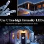 JMEXSUSS 38.8FT 400 LED Icicle Lights 8 Modes Waterproof Christmas Icicle Lights Outdoor with 80 Drops , Indoor Cool White Curtain Icicle Lights