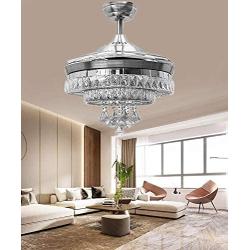 Sweety House 42''Luxury Crystal Ceiling Fan Chandelier with Remote Control LED Lights and Three-Speed Stealth Fan Blade Silent Motor Lighting Chandelier (42 inches-Style 1) (42''Luxury Crystal)