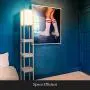 Brightech Maxwell Drawer Edition - Shelf & LED Floor Lamp Combination - Narrow Nightstand with Light Attached - Tower End or Side Table for Office & Bedroom - Rustic Wood