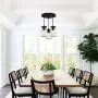 bgLight Farmhouse Semi Flush Mount Mason Jar Glass Lights, 3 Lights Oil Rubbed Ceiling Fixture Cluster Pendant Light for Kitchen Island Living Room Dining Room Bedroom, Black