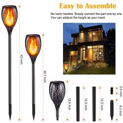 4 Pack Solar Torch Lights Outdoor, Waterproof Flickering Flame Torches Lights Solar Powered Pathway Landscape Decoration Lighting Auto On/Off for Garden Patio Yard