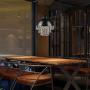 LITFAD Industrial Pendant Lamp Wrought Iron Vintage Retro Crystal Pendant Light - Adjustable 13'' Edison Metal Hanging Ceiling Light Chandelier with Hanging Crystal for Restaurant Living Room Cafe