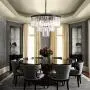 Siljoy Crystal Chandeliers Modern Round Ceiling Hanging Lamp 3-Tier Pendant Light Fixture for Dining Room Island Kitchen, 4 Lights, Dia 17.7'', Black Frame Base