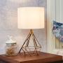 SOTTAE Modern Style Golden Hollowed Out Base Beside Living Room Bedroom Table Lamp, Desk Lamp with White Fabric Shade
