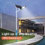 120W LED Solar Street Lights, Outdoor Dusk to Dawn Pole Light with Remote Control, Waterproof, Ideal for Parking Lot, Stadium, Yard, Garage and Garden (Cool White)