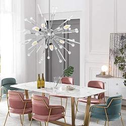 Modern Firework Chandeliers 6-Light Bulbs Sputnik Ceiling Light Fixture,Lucalda Adjustable Rods Globe Fireworks Pendant Lighting Fixture for Living Room, Bedroom,Kitchen,Hallway,Dining Room,Porch