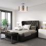 Loclgpm 2 Lights Semi Flush Mount Ceiling Light, Drum Chandelier Fixture with Metal Shade Contemporary, Chrome Finish Pendant Light for Bedroom,Living Room,Dining Room,Hall
