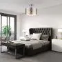 Loclgpm 2 Lights Semi Flush Mount Ceiling Light, Drum Chandelier Fixture with Metal Shade Contemporary, Chrome Finish Pendant Light for Bedroom,Living Room,Dining Room,Hall