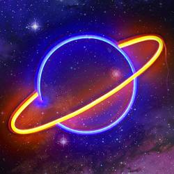 Koicaxy Planet Neon Sign, Led Neon Light Wall Light Led Wall Decor, Battery or USB Powered Light Up Acrylic Neon Sign for Bedroom, Kids Room, Living Room, Bar, Party, Christmas, Wedding