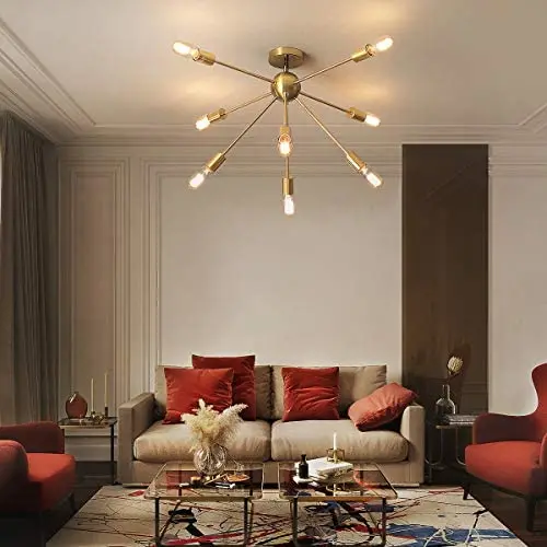AIGU 8-Lights Chandelier Gold Light Fixture Ceiling Light Fixture Hanging Pendant Lighting Decor Modern Mid Century Brass Light for Living Dining Room Bedroom Kitchen AIGU 8-Lights Chandelier Gold Light Fixture Ceiling Light Fixture Hanging Pendant Lighting Decor Modern Mid Century Brass Light for Living Dining Room Bedroom Kitchen