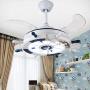 LITFAD Modern LED Ceiling Light Nordic Cool Light Nautical Style Anchor Hanging Ceiling Fan with Invisible Blade Flushmount Pendant Light in White Finish for Living Room Kids Bedroom Childrens Room