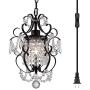 Riomasee Plug in Chandelier Mini Bronze Chandeliers 1 Light Elegant Chandelier Crystal Iron Ceiling Light Fixture for Bedroom,Girls Room,Bathroom