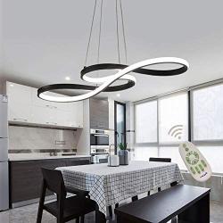 Modern LED Acrylic Chandelier Dining Room Dimmable 3000K~6500K Remote Control Pendant Lights Color/Brightness Adjustable Half Flush Mount Ceiling Hanging Lamp Fixture for Bedroom Livingroom Lighting