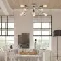 JHLBYL Sputnik Chandelier 8-Light Silver Modern Chandelier Fixture Classic Mid Century Semi Flush Mount Ceiling Light for Bedroom Living Room Dining Room Foyers