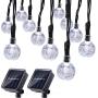 Solar Globe String Lights, 30 LED 20ft Crystal Ball Waterproof Outdoor Fairy String Lights Solar Powered Christmas Decoration Lights for Xmas Tree Garden Home Lawn Wedding Party, 2-Pack(White)