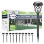 10 Pack Solar Lights Outdoor Decorative, Solar Pathway Lights Outdoor, Solar Powered Garden Yard Lights for Walkway Sidewalk Driveway (Black, Warm White)