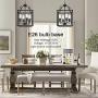 MELUCEE Lantern Chandelier 4 Lights Black Farmhouse Pendant Light, Industrial Vintage Dining Room Lighting Fixtures Hanging Kitchen Island Lighting Foyer Chandelier