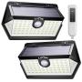 LITOM Solar Lights Outdoor with Remote Control, 3 Lighting Modes, 270°Wide Angle, IP67 Waterproof, Easy-to-Install Security Lights for Front Door, Yard, Garage, Deck, Fence-2 Pack