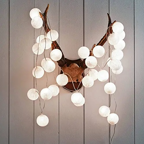 Gladworts LED Decorative String Lights Globe for Bedroom Decor, Battery Operated Soft White Hanging String Lights for Home Living Room, 10ft