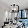 Industrial Metal Modern Lanten Chandelier Lighting Fixture 4 Clear Glass Shades for Dining Room, Kitchen, Living Room