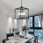 Industrial Metal Modern Lanten Chandelier Lighting Fixture 4 Clear Glass Shades for Dining Room, Kitchen, Living Room