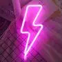 Lightning Bolt Neon Sign for Wall Decor,USB or Battery Decor LED Signs,Neon Lights for Bedroom,Light Up Signs Decorative Neon Light Sign for Home,Christmas,Party,Kids Living Room(Pink)