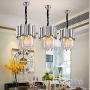 LITFAD Chrome 2 Tiers Pendant Light 3 Lights Pendant Lamp Modernism Clear Crystal Hanging Ceiling Light Modern Design LED Chandelier for Dining Room Living Room Restaurant Hotel