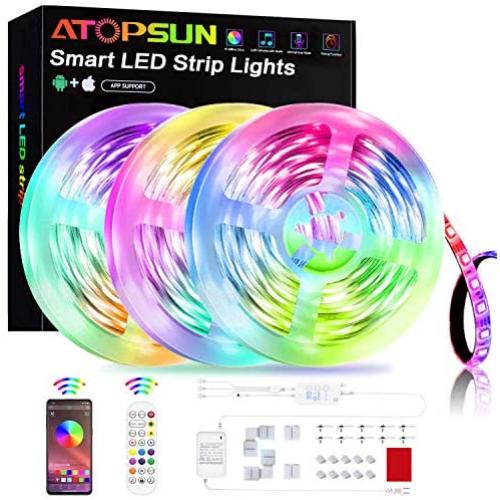 75FT Led Strip Lights, ATOPSUN Music Sync Color Changing 5050 RGB LED Light Strips Kit for Home Bedroom Kitchen TV Party (APP+Remote+Mic+3-Button Switch)
