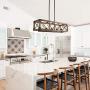 Kitchen Island Lighting, 5-Light Dining Room Chandelier Farmhouse Light Fixtures Wood Pendant Lighting for Living Room,Foyer,Bars