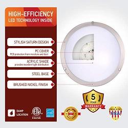 OSTWIN 12 Inch LED Flush Mount Ceiling Light, Dimmable Round Light Fixture, Brushed Nickel Finish, Plastic Shade, 20 Watts (120W Eq.), 1400 Lm, 5000K (Daylight), ETL and Energy Star Listed