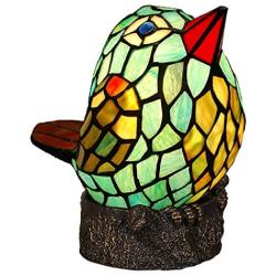 Tiffany Style Nightstand Table Lamp Cute Bird Blue Green Stained Glass Shade Reading Lamp Bedroom Bedside Kids Room Decoration Lamp