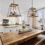 KSANA Farmhouse Chandelier, Vintage Foyer Faux Wood Lantern Light Fixtures Hanging, 4-Light Pendant Lighting for Kitchen Island, Dining Room, Hallway and Entryway