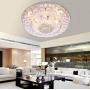Panda Lighting Round K9 Crystal Ceiling Light LED Colorful Dimmable Light Remote Control Chandelier Peacock Feather Leaf Crystal Pendant Lamp for Dining Room Living Room Bedroom