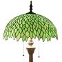 Tiffany Floor Standing Lamp W16H64 Inch 2E26 Stained Glass Green Wisteria Style Shade Antique Reading Lighting Base S523 WERFACTORY LAMPS Bedroom Living Room Bedside Table Bookcase Dresser Lover Gifts