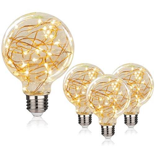 LED Decorative Bulbs,LED Globe Fairy Light Bulb for Ambient Night Lighting, E26 Medium Base Edison with Starry Decorative String Lights for Bathroom, Bedroom, Living Room(G80 Fairy Bulb-4 Pack)