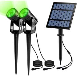 T-SUN LED Solar Spotlights 2W Dual Head LED Landscape Spotlight Outdoor IP65 Waterproof Auto ON/Off Solar Wall Lights for Garden, Yard, Driveway, Porch(Green)