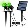 T-SUN LED Solar Spotlights 2W Dual Head LED Landscape Spotlight Outdoor IP65 Waterproof Auto ON/Off Solar Wall Lights for Garden, Yard, Driveway, Porch(Green)