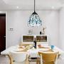 LITFAD Peacock Style Blue Stained Glass Tiffany LED Pendant Lighting One-Light Mini Ceiling Hanging Light for Dining Room Restaurant Coffee Shop Bar